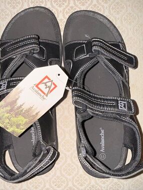 Avalanche Black Sandal with White Stitching size 11